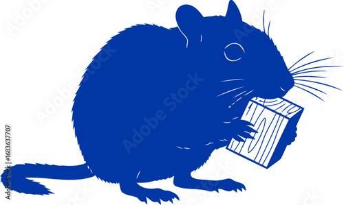 a cobalt blue gerbils determined gnaw a symbol of persistent effort, quiet strength, and industrious spirit, isolated on transparent background