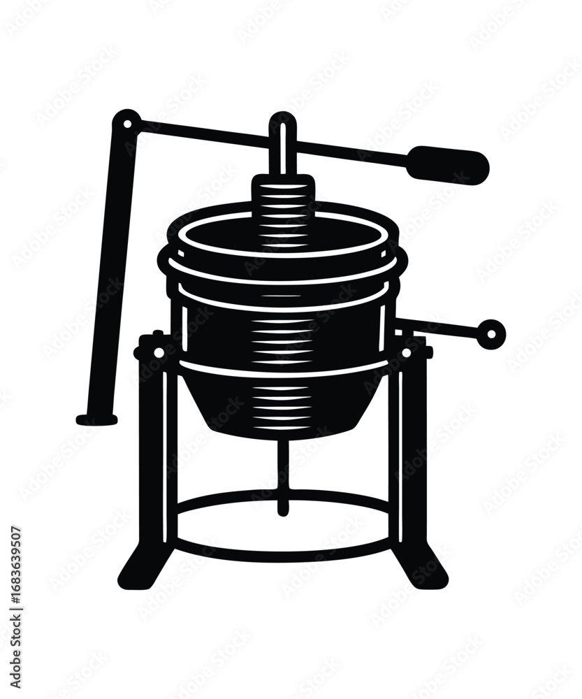 Fototapeta premium Black and white of a fruit press machine