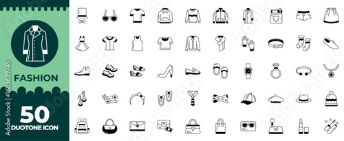 Fashion Duotone Editable Icons set. Vector illustration in modern thin duotone style of fashion icons: fashion, clothing, lifestyle, etc