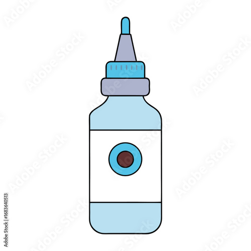 A small, portable eye-drop bottle with a pointed nozzle designed for precise application of liquid medicine or lubricants to relieve dryness, redness, or irritation.
