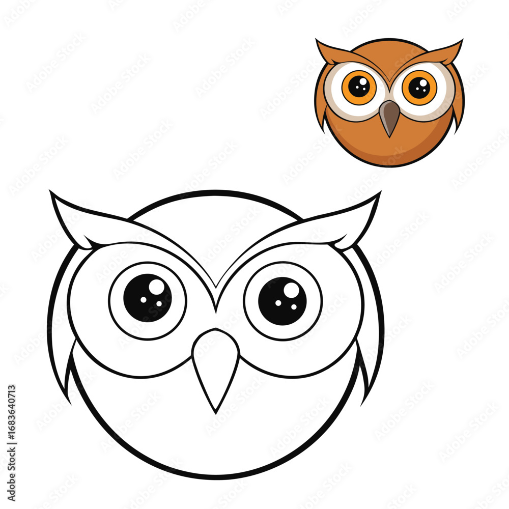 Fototapeta premium An owl-eye coloring page featuring big, round, detailed eyes with bold outlines, perfect for kids and adults to add creative colors and bring the wise bird to life.