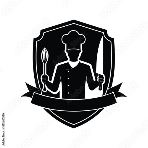 Chef with spoon and knife