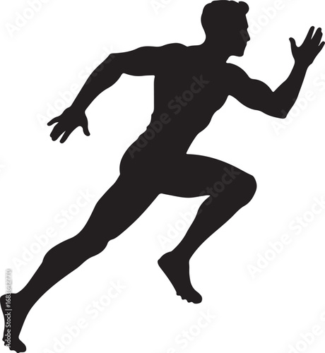 Athletic man silhouette running sprinting at full speed representing fitness and motion