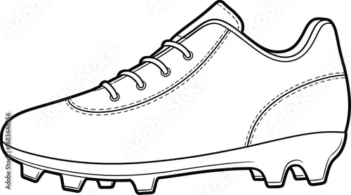 Outlined soccer cleat illustration on a white background for sports design use