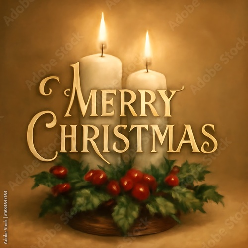 Wallpaper Mural Warm Candlelight Merry Christmas Typography Cozy Holiday Atmosphere Design Torontodigital.ca