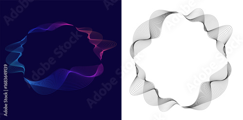 Design for Jewelry, Fashion, Beauty, Skincare, Wedding for Web-design, Banner, Brochure, package. Icon, Logo, and Background made of Circular Dots, Lines, and Spirals. Patterns Vector Illustration