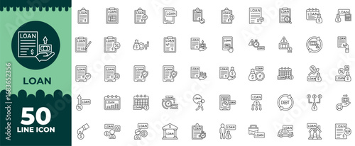 Loan Line Editable Icons set. Vector illustration in modern thin line style of loan icons: payment, expense, bank, etc