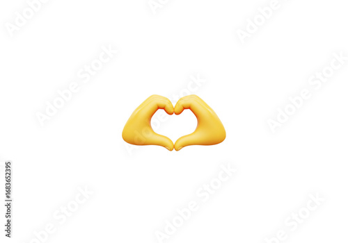 Emoji hands heart gesture yellow png on transparent background