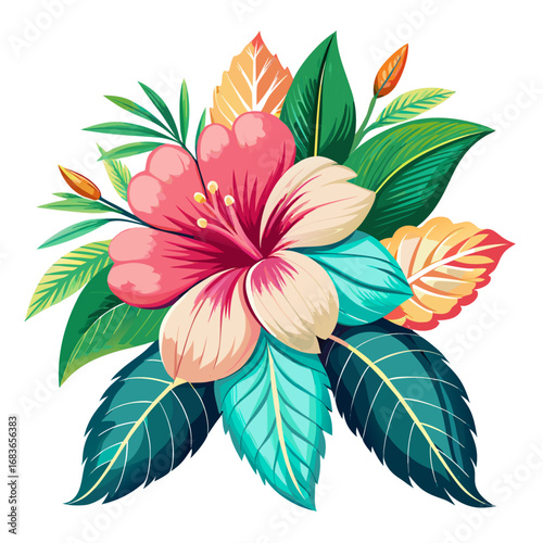 Watercolor Exotic Floral Composition – Vector Design
