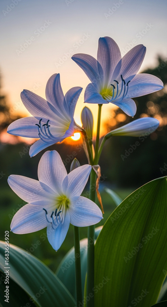Obraz premium Tranquil Field of Vibrant Dahlias Glowing Under a Soft Sunset Light