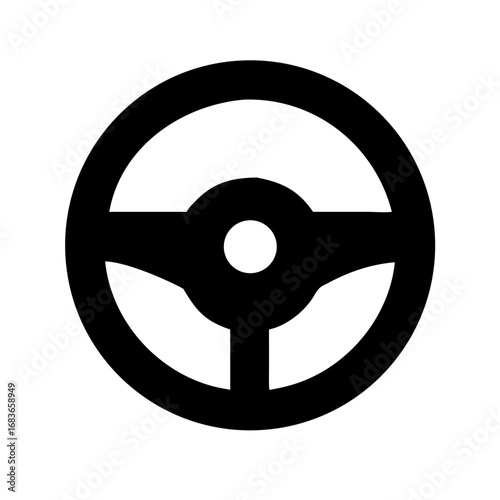 Vector art of steering wheel icon in black color