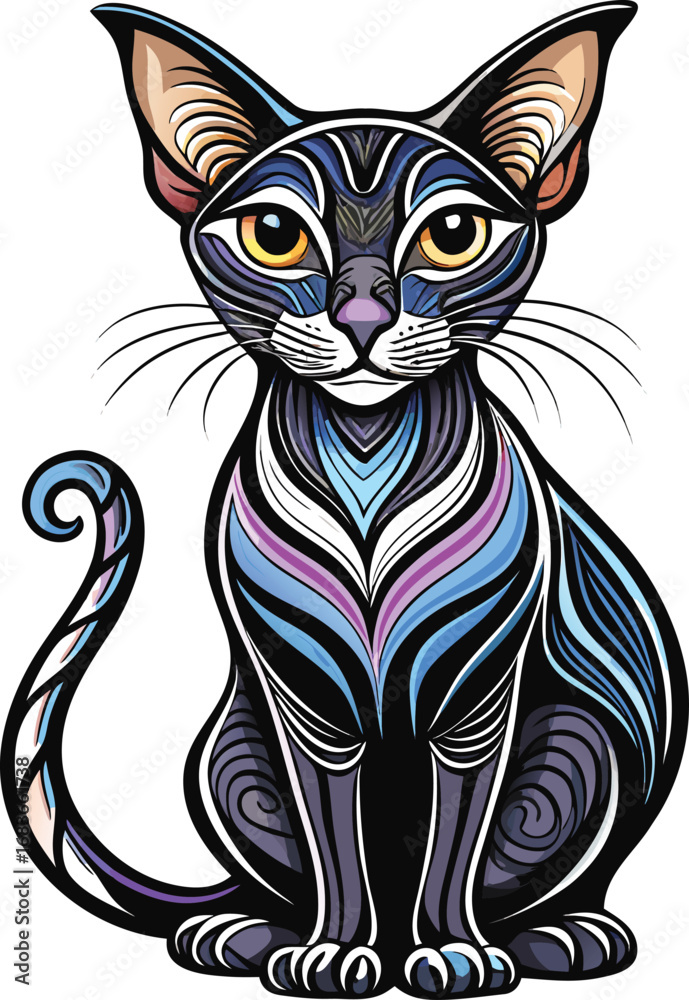 Fototapeta premium Halloween Art Nouveau Elegant Artistic Cat Design