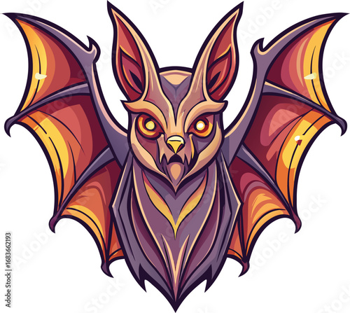 Halloween Art Nouveau Fierce Fantasy Bat Illustration