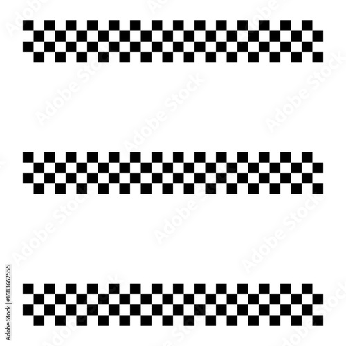 Circle frame with checkered print. Round vignette with checkerboard, race flag or chess game pattern isolated on white background. Chequered ring ornament. Vector graphic illistration.