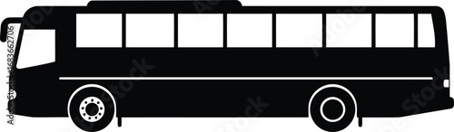 Sleek black coach bus silhouette for transportation and travel concepts vector