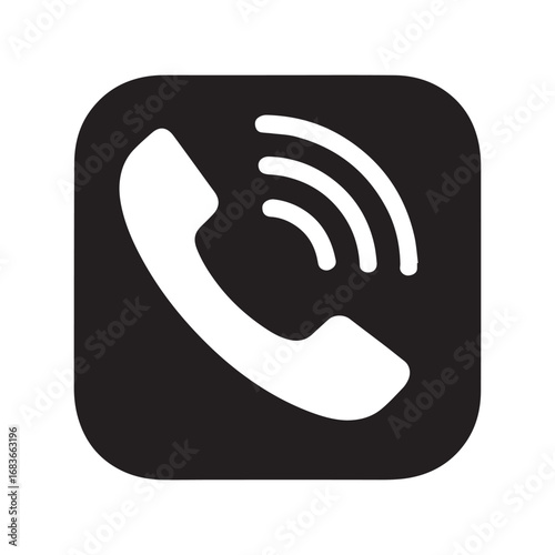 Black telephone handset communication icon