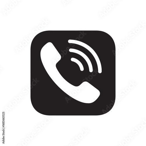 Black telephone handset communication icon