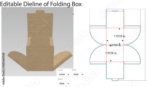 Cardboard folding box template with dimensions vector
