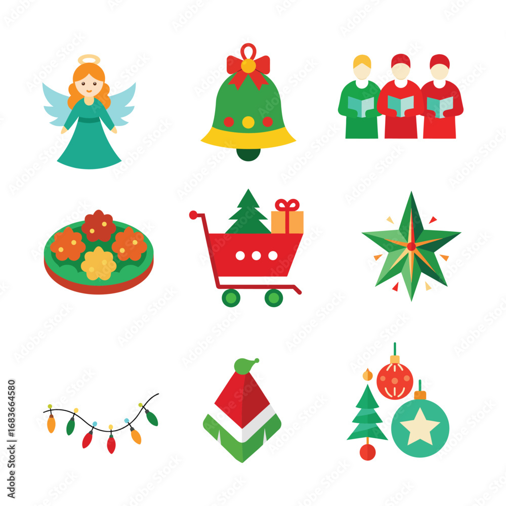 Fototapeta premium Christmas item collection isolated on white background