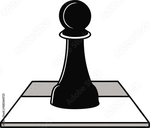 Black chess pawn standing on white square vector illustration scalable eps graphic transparent background
