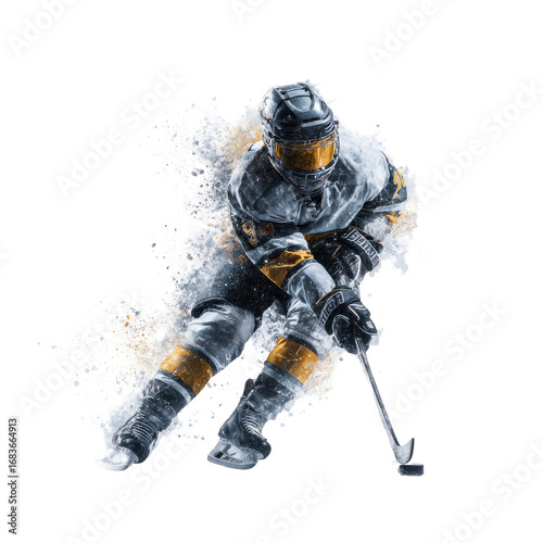 Ice hockey player in motion, dynamic action shot