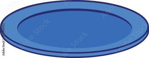 Blue ceramic plate vector illustration isolated for food service and design projects transparent background
