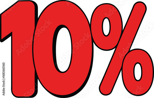 Bold red 10 percent symbol vector illustration scalable eps for marketing and promotions transparent background