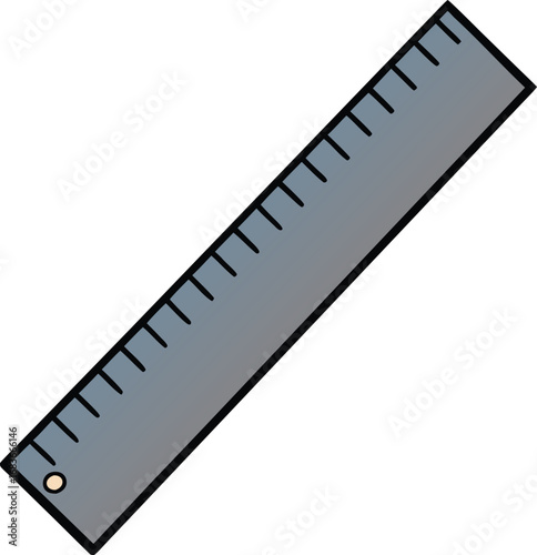 Vintage metal slide rule illustration retro engineering tool vector graphic transparent background