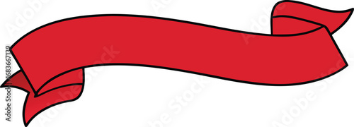 Elegant red velvet ribbon banner for festive declarations and promotions transparent background