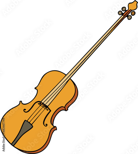 Vector illustration of a violin and bow musical instrument element transparent background