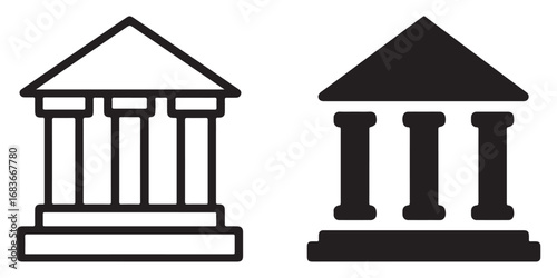 Classic Building Icons Outline and Solid Styles