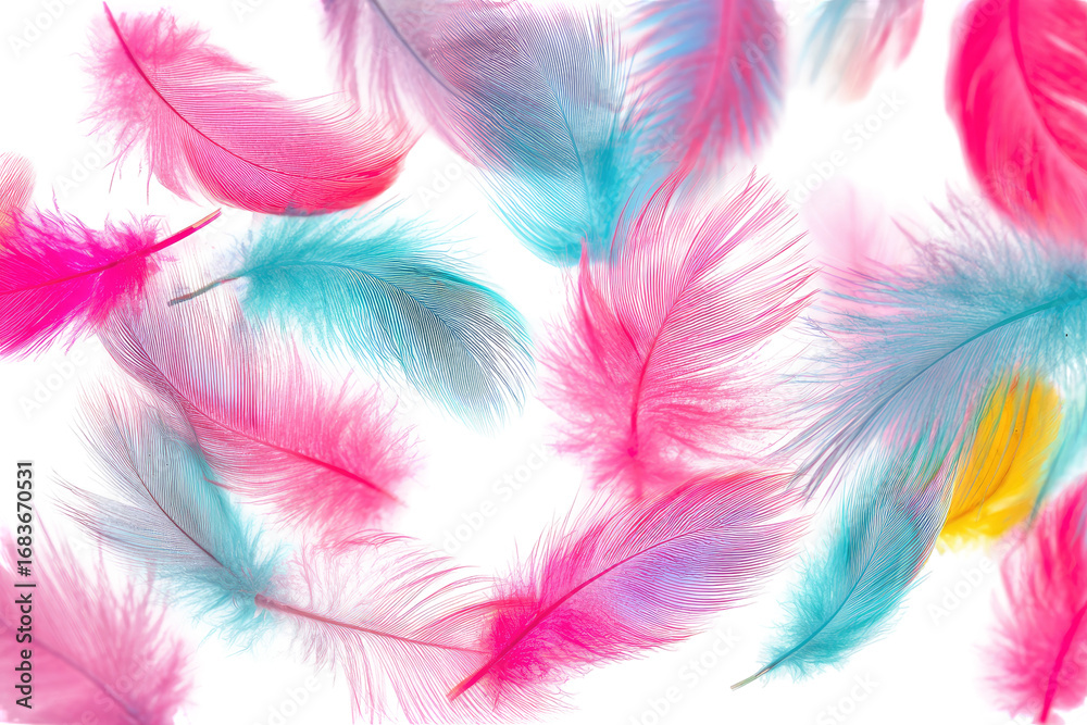 Fototapeta premium Vibrant feathers in pastel shades