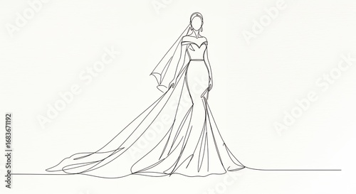 Wedding dress sketch design illustration