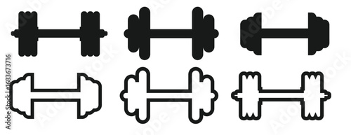 Heavy Dumbbell Solid  Flat Icon for gym workout. Dumbbell icon in black outline style for fitness and gym on a white background, Vector Illustration, eps10
