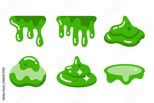 Tableau sur toile Slime dripping vector illustrations, gooey liquid blobs, cartoon messy slime gra