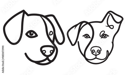 Minimalist Line Art Drawing of Two Dog Faces