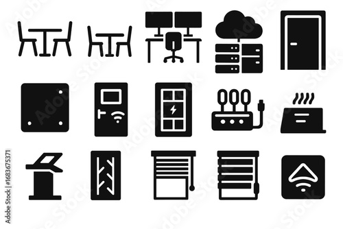 Vector digital classroom charging infrastructure locker ambient ar icon air door cable