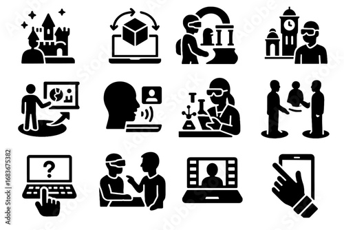 Instruction augmented rotation virtual vector teaching model icons immersive icon topic gesture