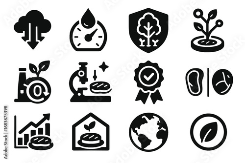 Preservation icons vector graph land bioengineered tech traditional production leaf meat icon