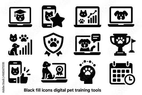 Badge learning achievement vector icon digital tracker feedback training habit reward pet