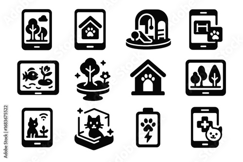 Charging environment garden park playground digital space vector house clinic pet virtual