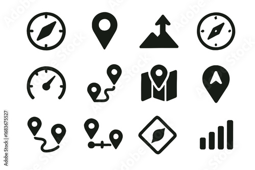Distance icon indicator altitude smart tracking compass vector marker speedometer route measurement