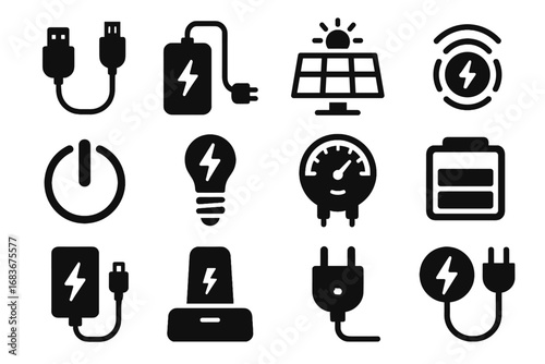 Digital button vector icon charging bank dock charger voltage power energy