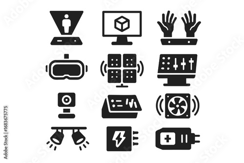 Devices vector icon display icons hologram system led motion gesture panels cooling