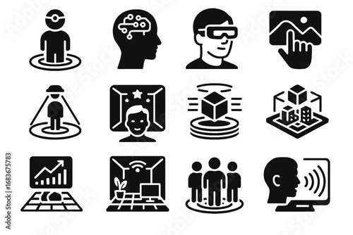 Predictive spatial rendering smart icon vector augmented neural holographic hologram voice futuristic