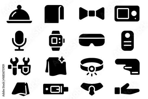 Command accessories robot wrist cloth display light vector tray serving icon butler