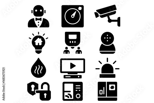 Icons sensor fridge smart vector intercom alarm system home icon hub monitor