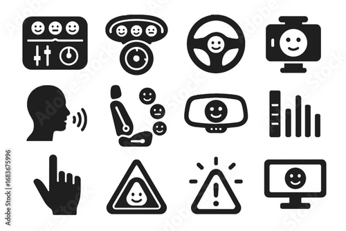 Mood icons adjuster smart control vector facial emotion emotional vehicle display bar