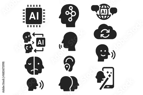 Chip emotion icon vector translator neural ai symbol language cloning cloud detection