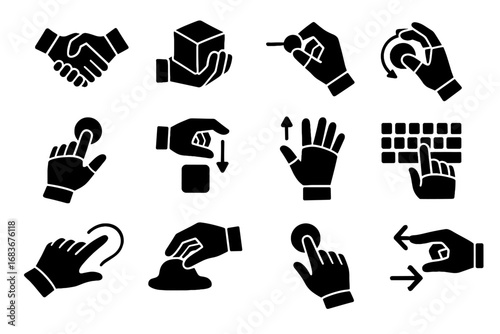 Zoom icon knob sculpting glove icons haptic vector press pinch virtual motion